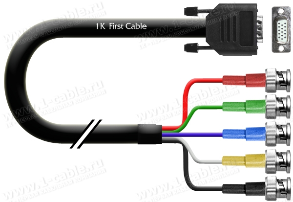 1K-VGA12-01, VGA кабель, D-SUB 15 - 5 BNC, (f-m)
