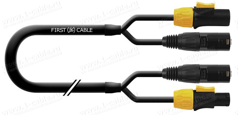 1K-1EC/PCT-010, Комбинированный кабель: EtherCON (m-m) + PowerCON TRUE1 TOP (f-m)
