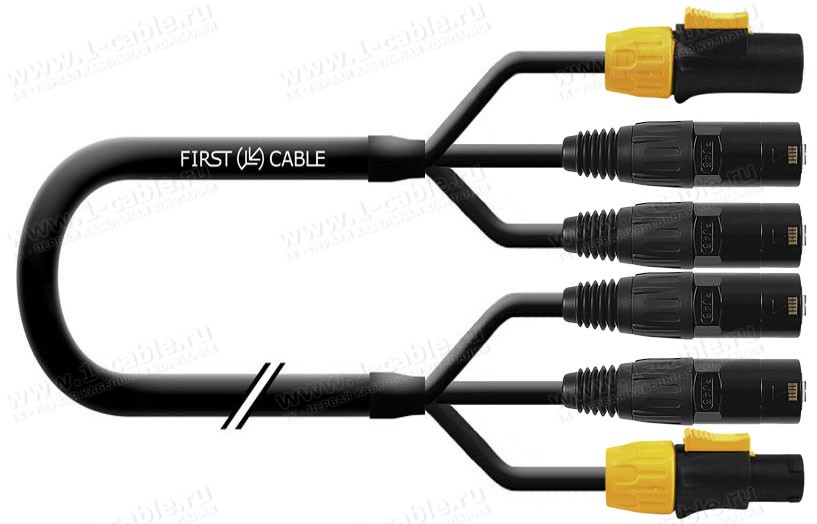 1K-2EC/PCT-010, Комбинированный кабель: 2 EtherCON (m-m) + PowerCON TRUE1 TOP (f-m)