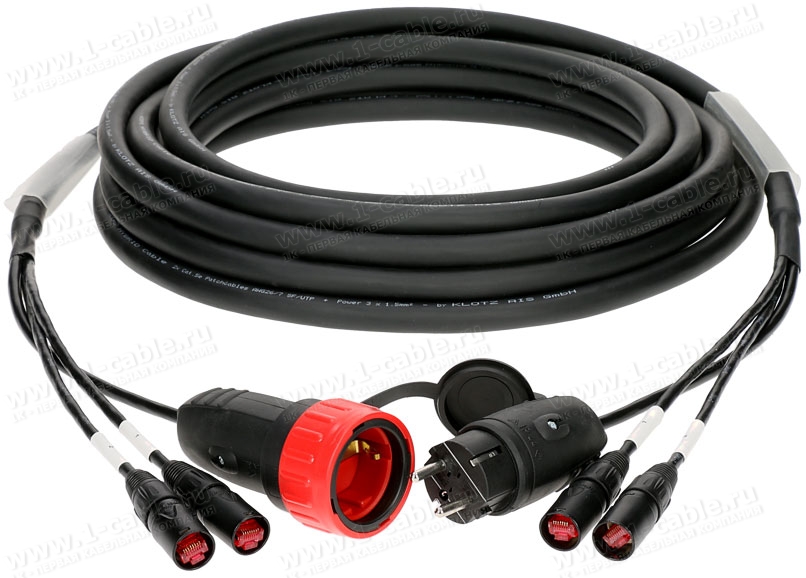 H1T99NX005, Комбинированный кабель: 2 EtherCON (m-m) + SCHUKO (f-m)