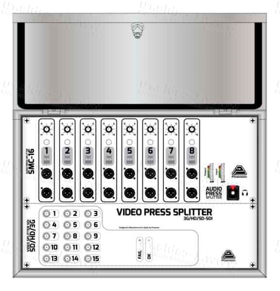 PTR6979, Комбинированный пресс-сплиттер SVD15 + SMC 16 линейного аудиосигнала с регулировкой уровня каналов и видеосигнала 3G/HD/SD